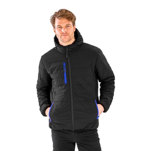 Result Genuine Recycled Mens Compass Padded Winter Jacket / Black/Royal Blue - Picture 2 of 2